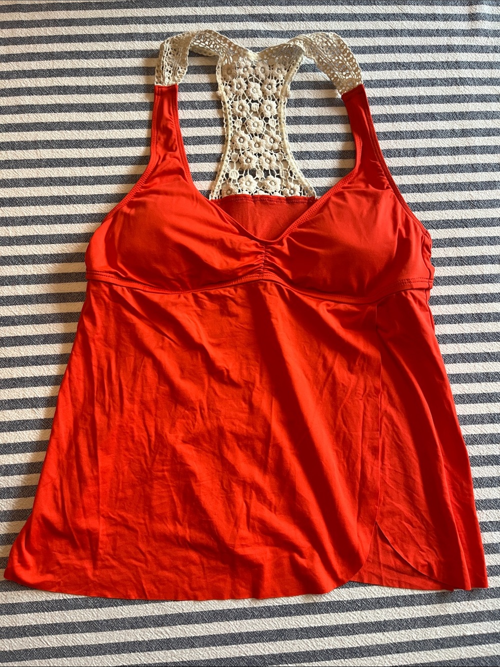 Lucky‎ Brand Coral Red Crochet-Racer Back Women's Swim Top